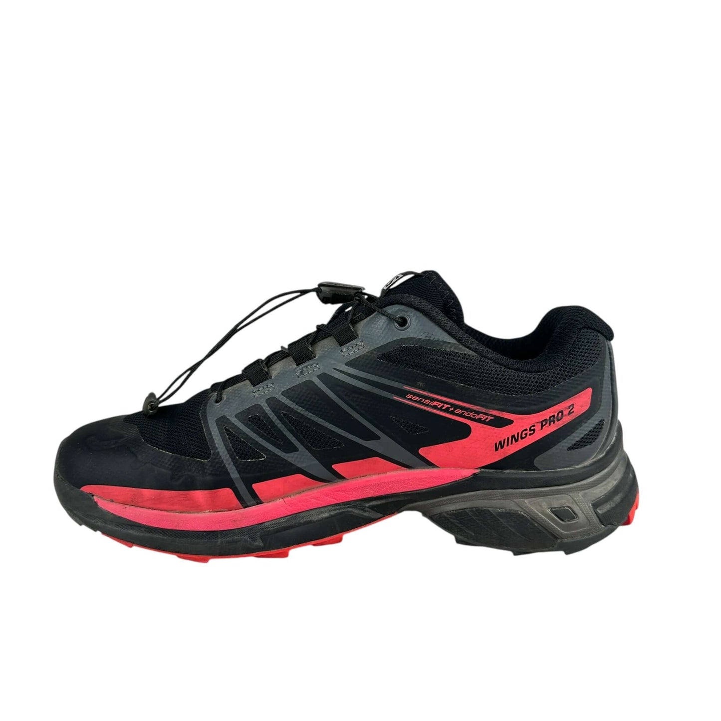 Salomon XT wings pro 2 black and pink trainers, preloved, second hand, sustainable sneakers in good condition.