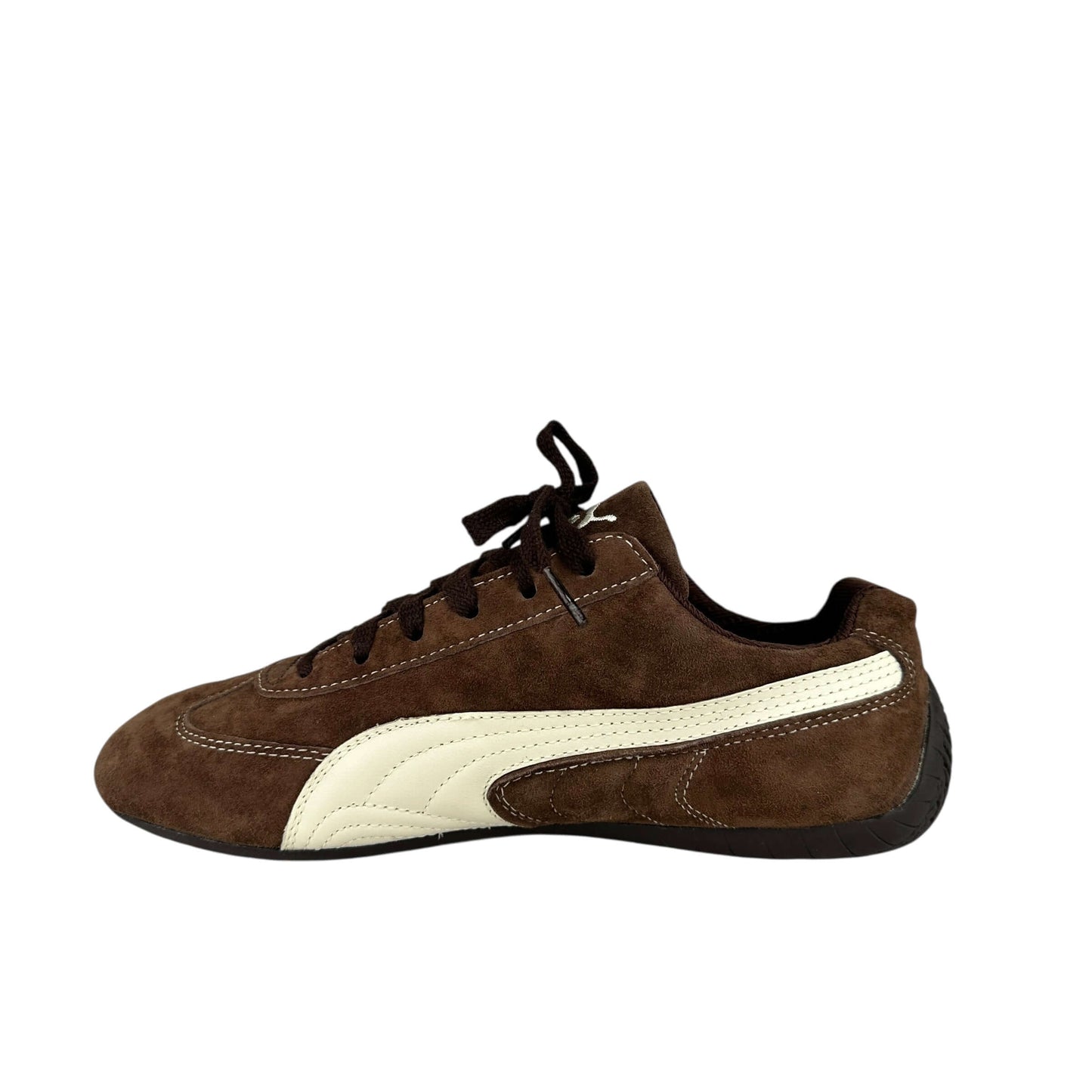 Puma speedcat trainers in brown/off white, preloved sustainable sneakers in great condition.