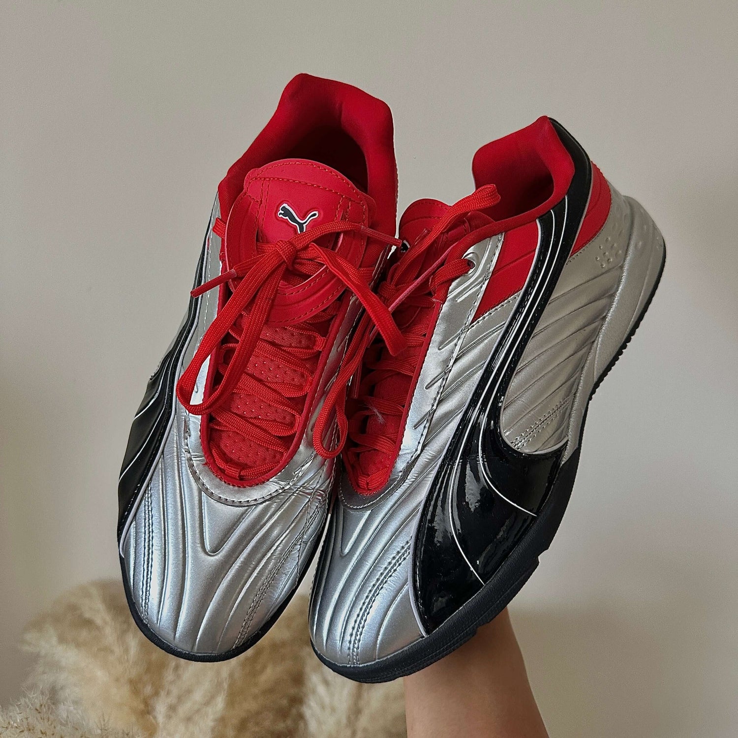 Rare Puma Viper V-S2 Metallic Silver Black Red 