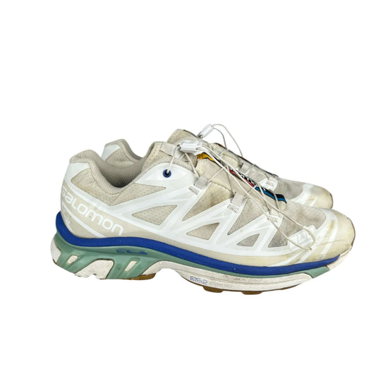 Salomon XT-6 trainers in vanilla ice granite green, size 7.5 UK, preloved sustainable sneakers in good condition.