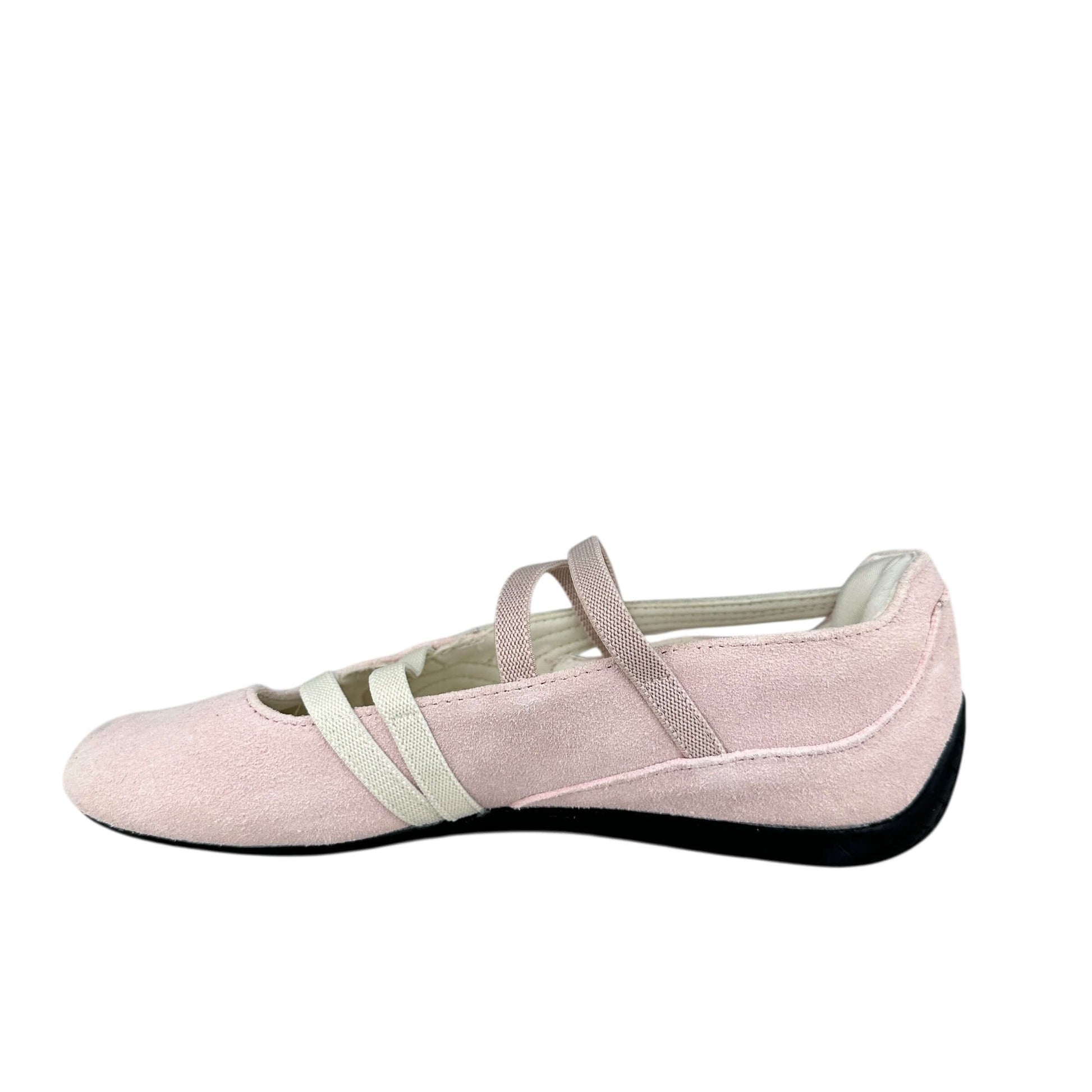 Puma speedcat ballet flats in suede baby pink and white, preloved trainers, sustainable second hand sneakers, size 5.5 UK.