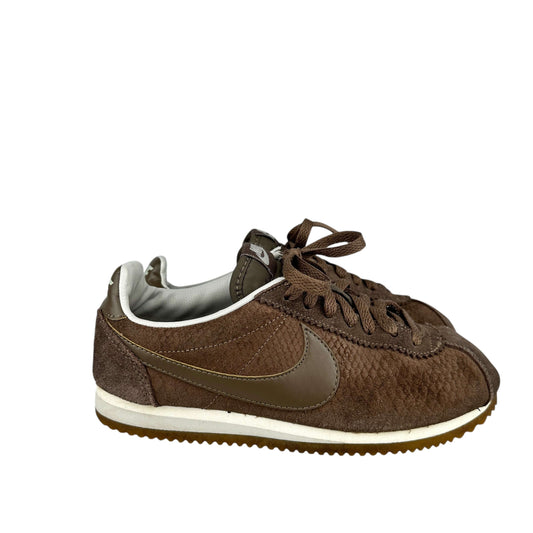Nike Cortez trainers in brown, size 5 UK, preloved second hand sneakers, sustainable, good condition with signs of wear.