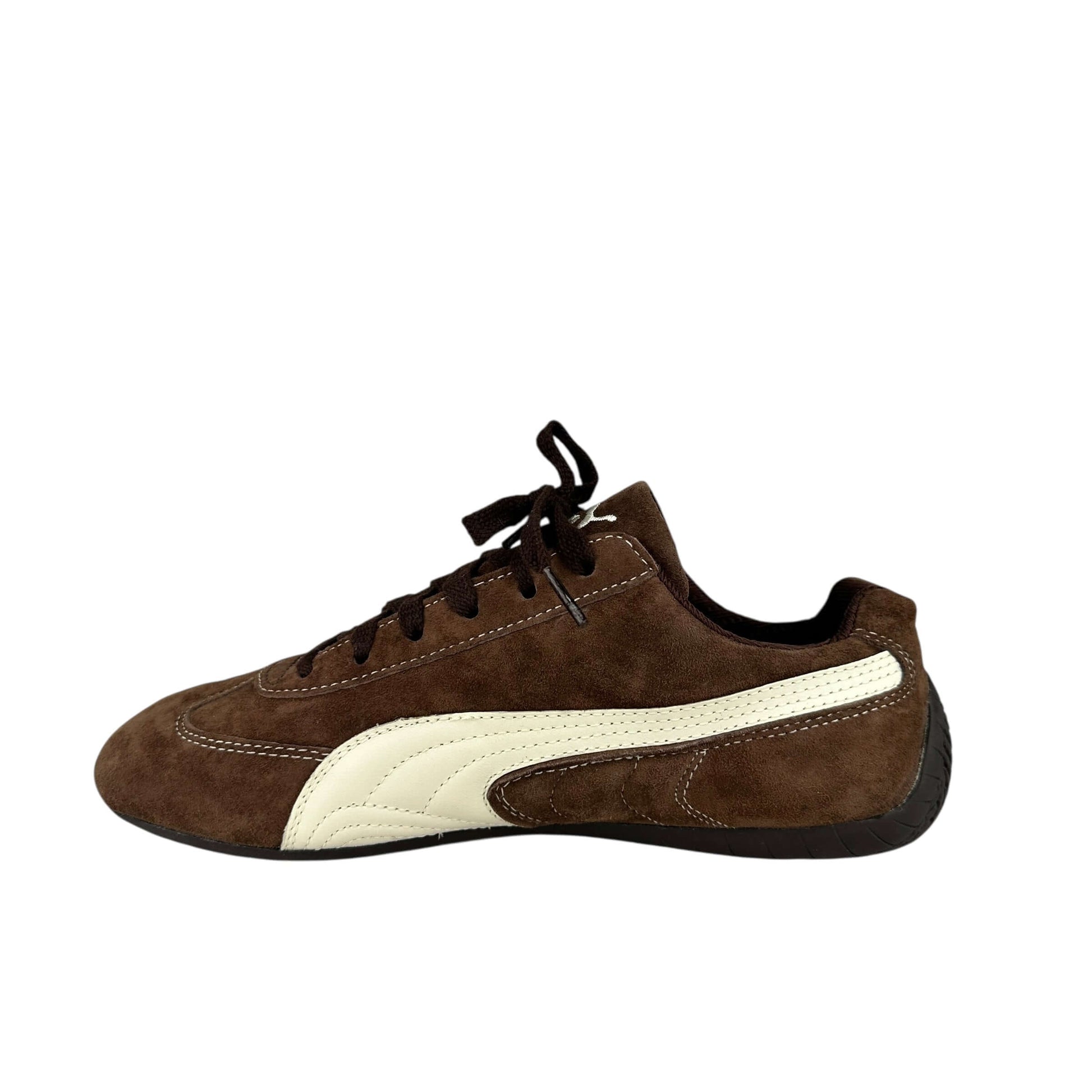 Puma speedcat trainers in brown/off white, preloved sustainable sneakers in great condition.