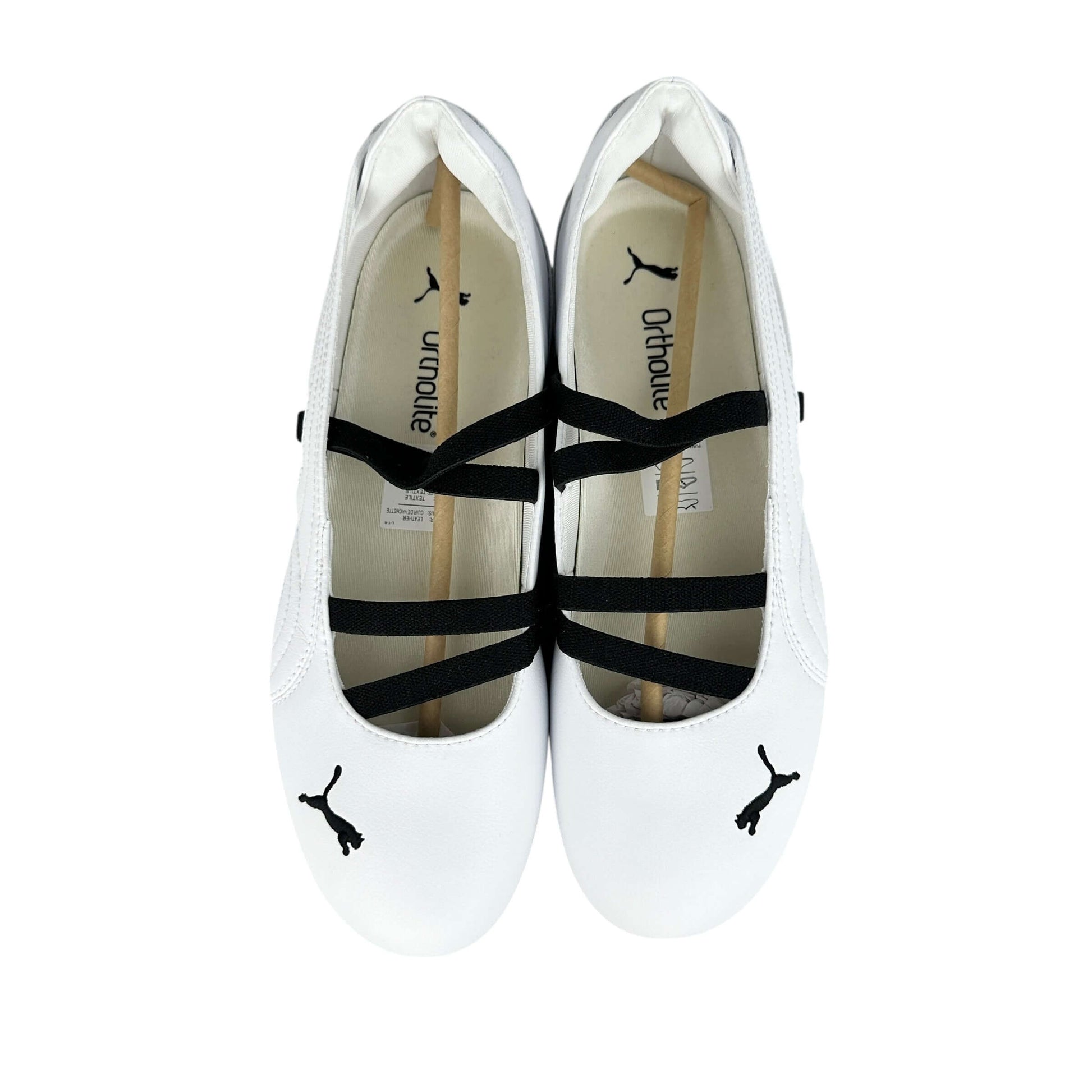 Puma speedcat ballet flats in black/white leather, size 5 UK, brand new without tags, sustainable sneakers.