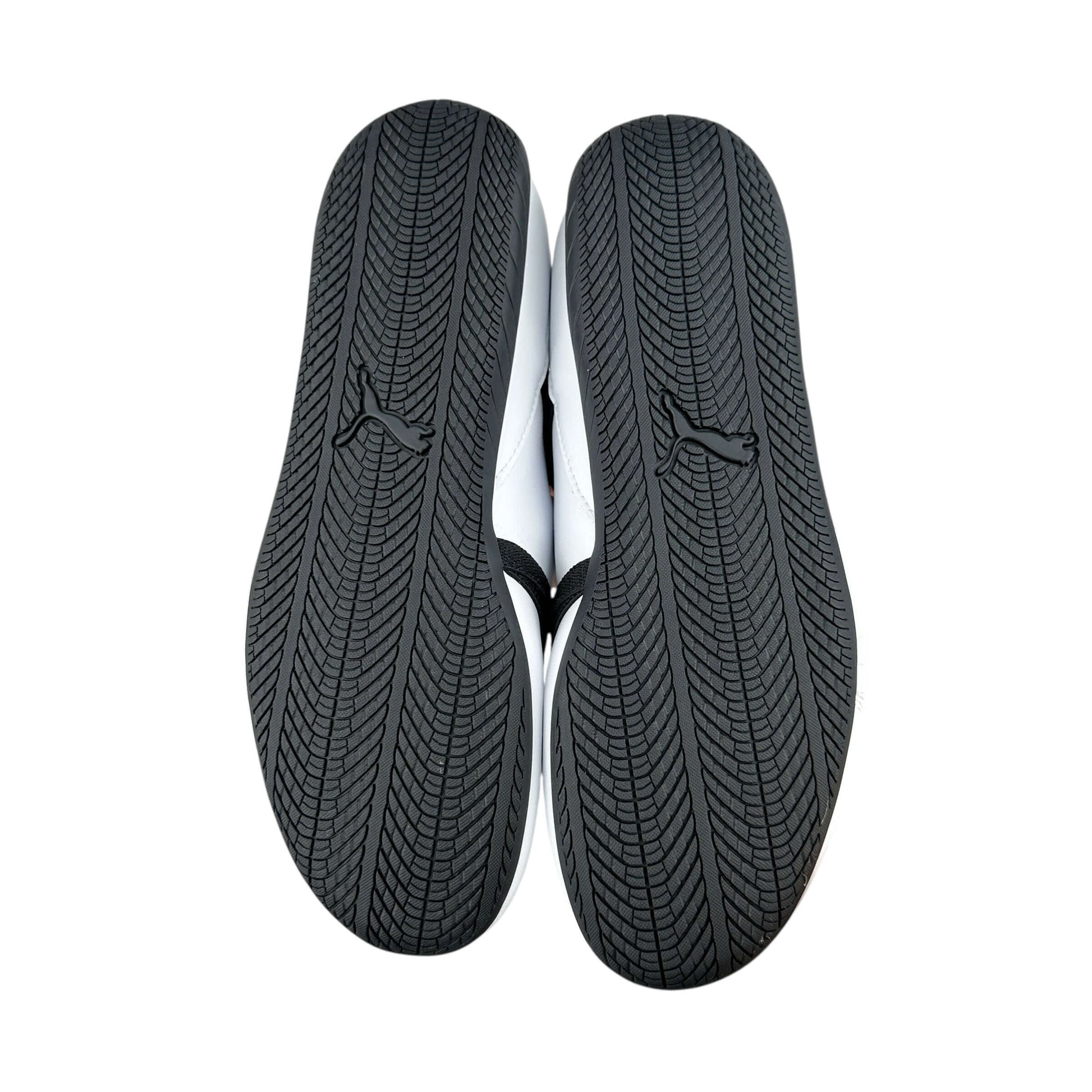 Puma speedcat ballet flats black/white leather trainer soles view, brand new condition, sustainable second hand.