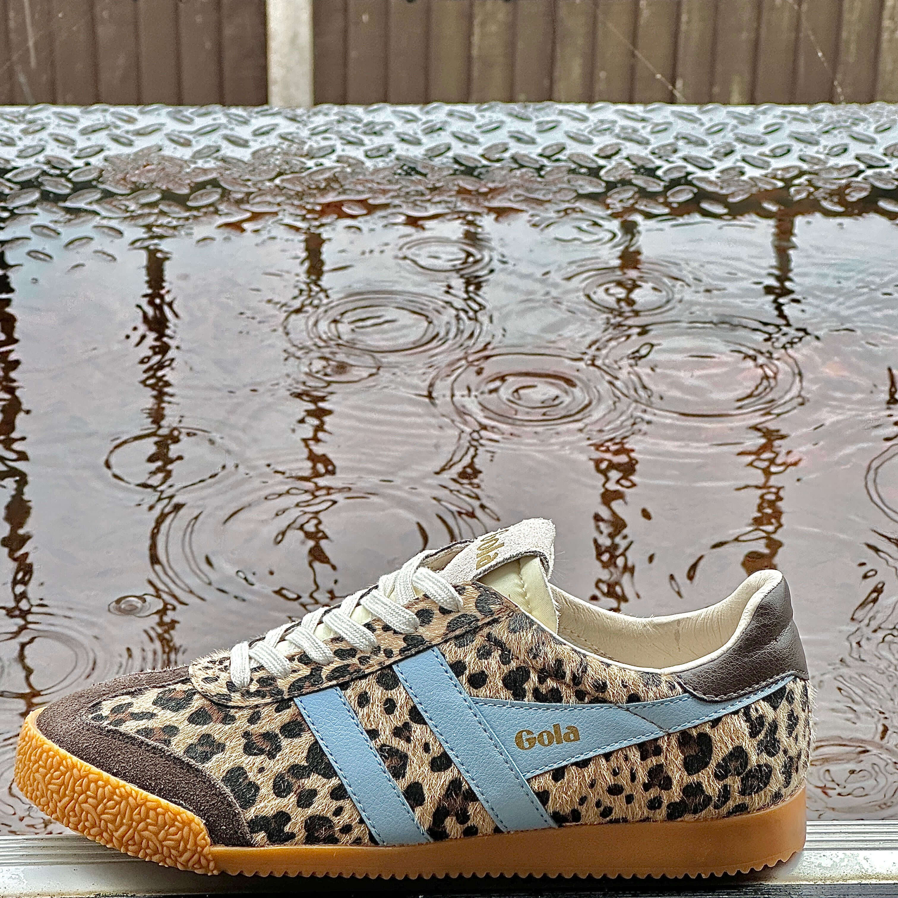Gola x Anthropologie leopard print / blue sneakers trainers UK